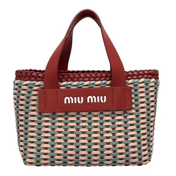 Miu Miu Handbags - miumiu - Fuoco Orchid (pink) Light Blue Red) leather) Tote Bag 757-081625